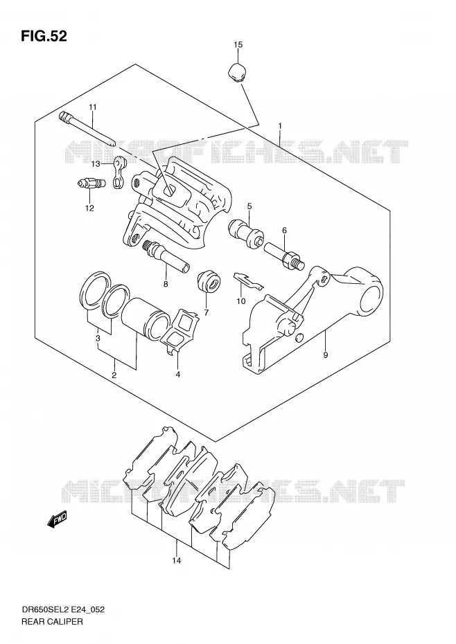 REAR CALIPER Suzuki MOTO 650 DR 2012  DR650SEL2(E24)