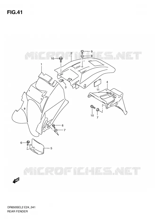 REAR FENDER Suzuki MOTO 650 DR 2012  DR650SEL2(E24)
