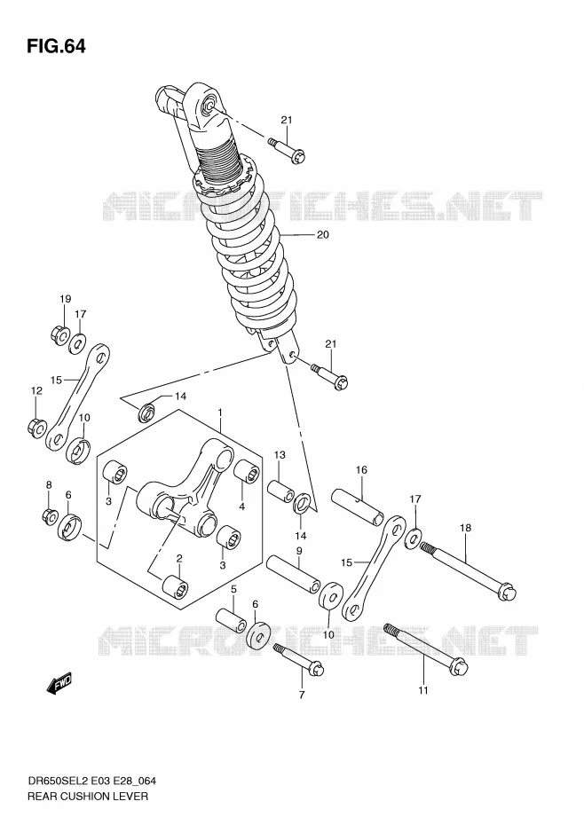 SHOCK ABSORBER LINKAGE (DR650SEL2 E28) Suzuki MOTO 650 DR 2012  DR650SEL2(E03)