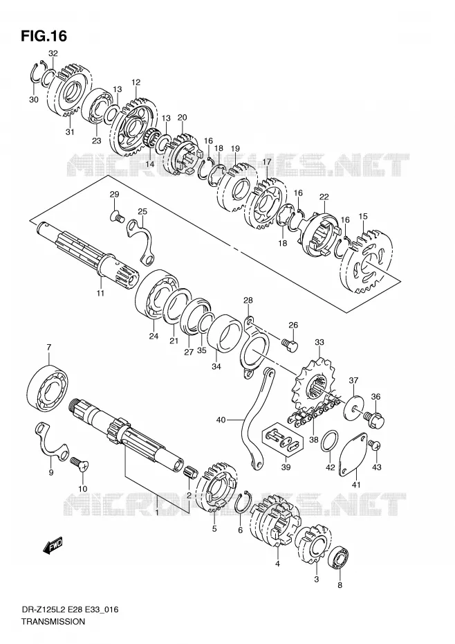 TRANSMISSION (DR-Z125LL2 E28) Suzuki MOTO 125 DR-Z 2012  DR-Z125LL2(E28)