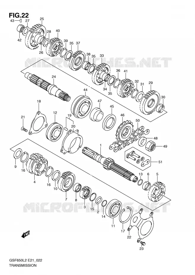 TRANSMISSION Suzuki MOTO 650 BANDIT 2012  GSF650AL2(E21)