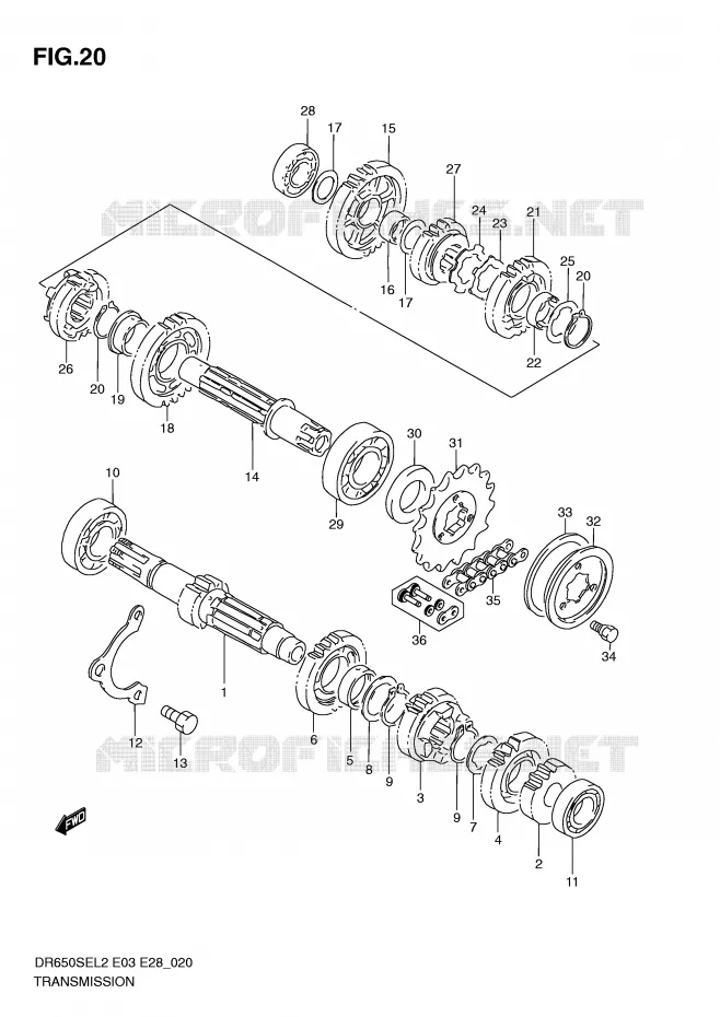 TRANSMISSION Suzuki MOTO 650 DR 2012  DR650SEL2(E03)