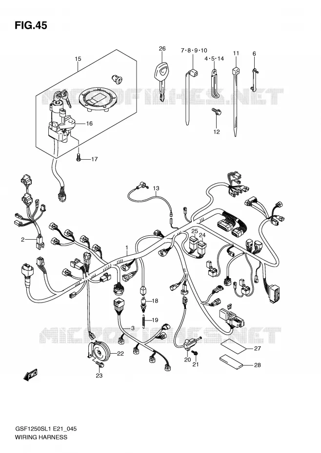 WIRING HARNESS (GSF1250SAL1 E21) Suzuki MOTO 1250 BANDIT 2012  GSF1250SAL1(E21)