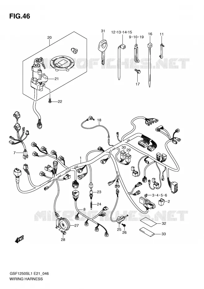 WIRING HARNESS (GSF1250SAL1 E24) Suzuki MOTO 1250 BANDIT 2011  GSF1250SL1(E21)