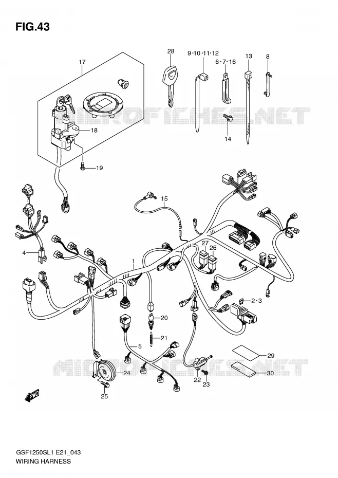 WIRING HARNESS (GSF1250SL1 E21) Suzuki MOTO 1250 BANDIT 2012  GSF1250SAL1(E21)