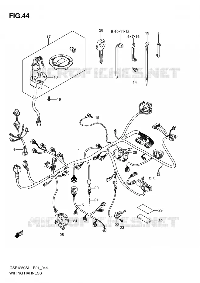 WIRING HARNESS (GSF1250SL1 E24) Suzuki MOTO 1250 BANDIT 2012  GSF1250SAL1(E21)