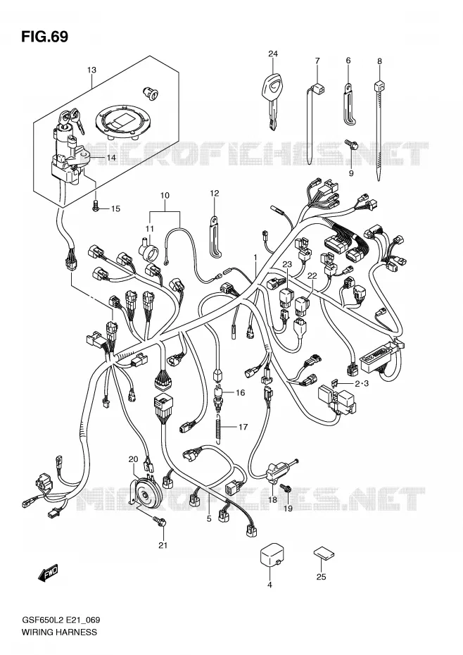 WIRING HARNESS (GSF650AL2 E21) Suzuki MOTO 650 BANDIT 2012  GSF650UA L2