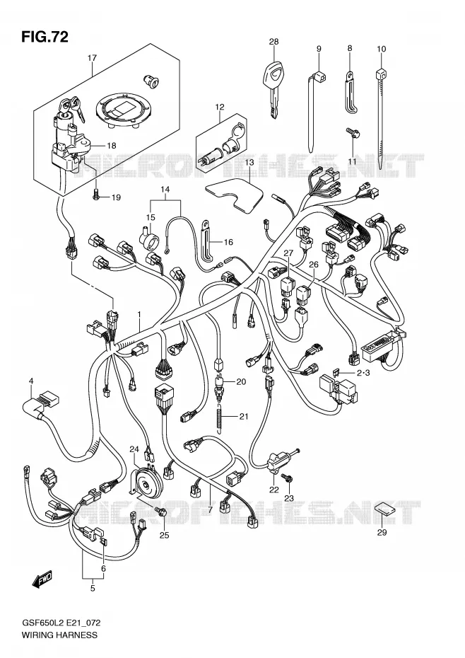 WIRING HARNESS (GSF650SUL2 E21) Suzuki MOTO 650 BANDIT 2012  GSF650UA L2