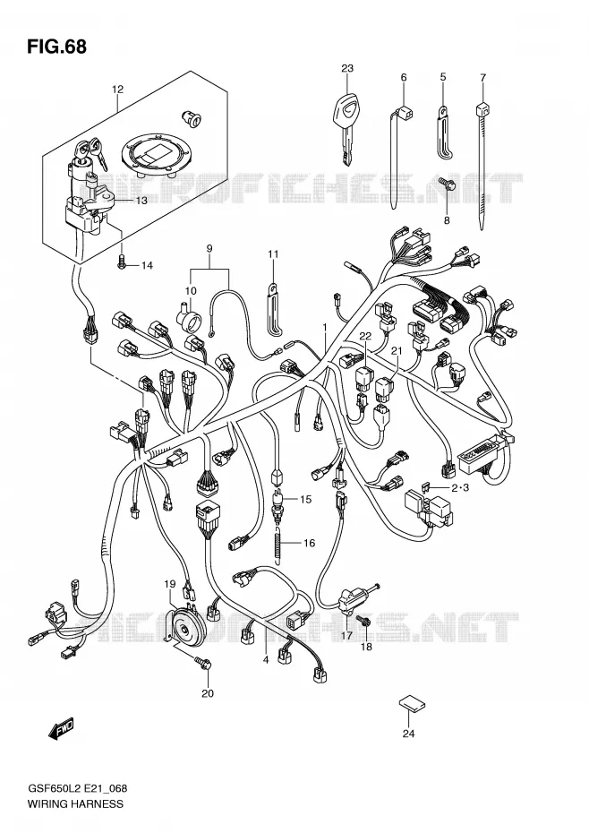 WIRING HARNESS (GSF650UL2 E21) Suzuki MOTO 650 BANDIT 2015  GSF650SAL2(E21)