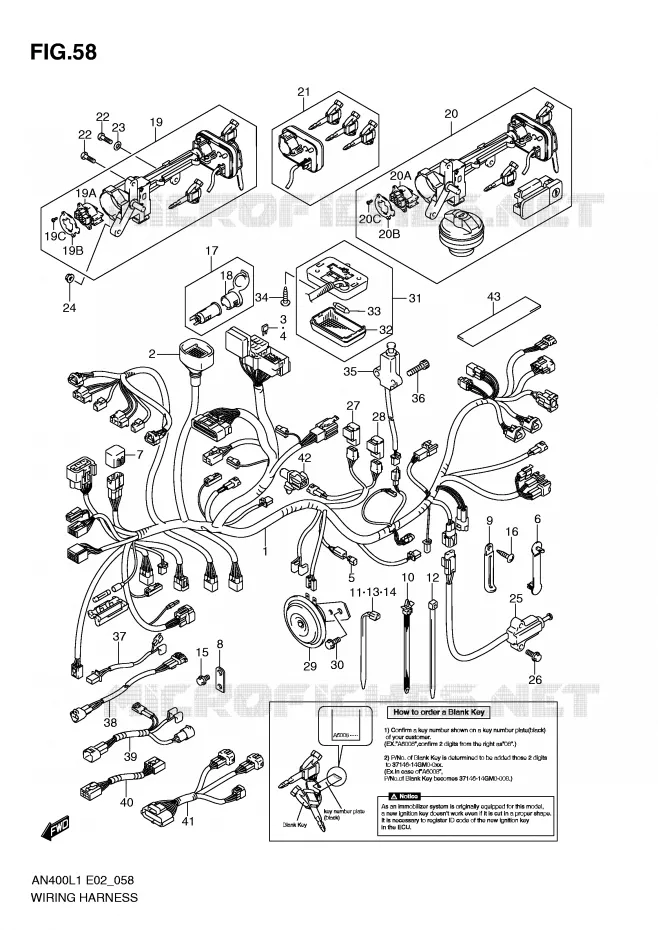 WIRING HARNESS (IMOBI) (AN400ZAL1 E2) Suzuki SCOOTER 400 BURGMAN 2011  AN400AL1(E2)