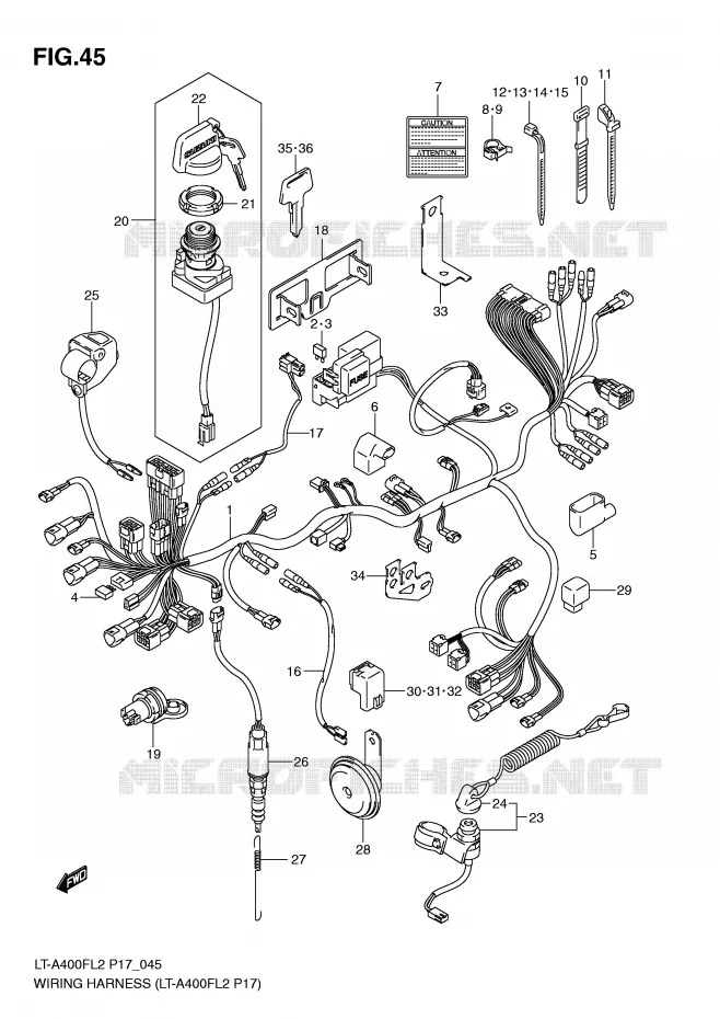 WIRING HARNESS (LT-A400FL2 P17) Suzuki QUAD 400 KINGQUAD 2012  LT-A400L2(P17)