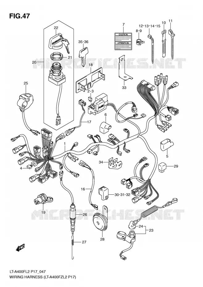 WIRING HARNESS (LT-A400FZL2 P17) Suzuki QUAD 400 KINGQUAD 2012  LT-F400L2(P17)