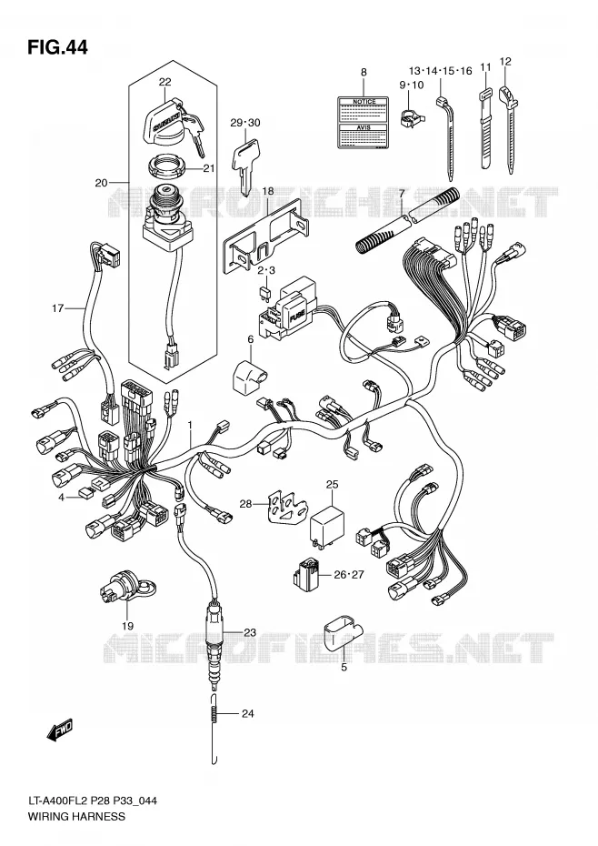 WIRING HARNESS (LT-A400FZL2 P28) Suzuki QUAD 400 KINGQUAD 2012  LT-A400FZL2(P28)