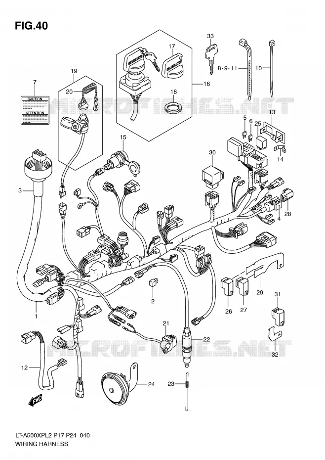 WIRING HARNESS (LT-A500XPL2 P17) Suzuki QUAD 500 KINGQUAD 2012  LT-A500XPL2(P17)