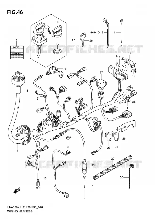 WIRING HARNESS (LT-A500XPL2 P28) Suzuki QUAD 500 KINGQUAD 2012  LT-A500XPZL2(P28)
