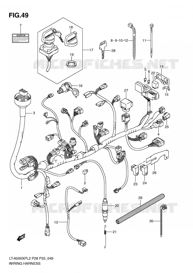 WIRING HARNESS (LT-A500XPZL2 P33) Suzuki QUAD 500 KINGQUAD 2012  LT-A500XPL2(P28)