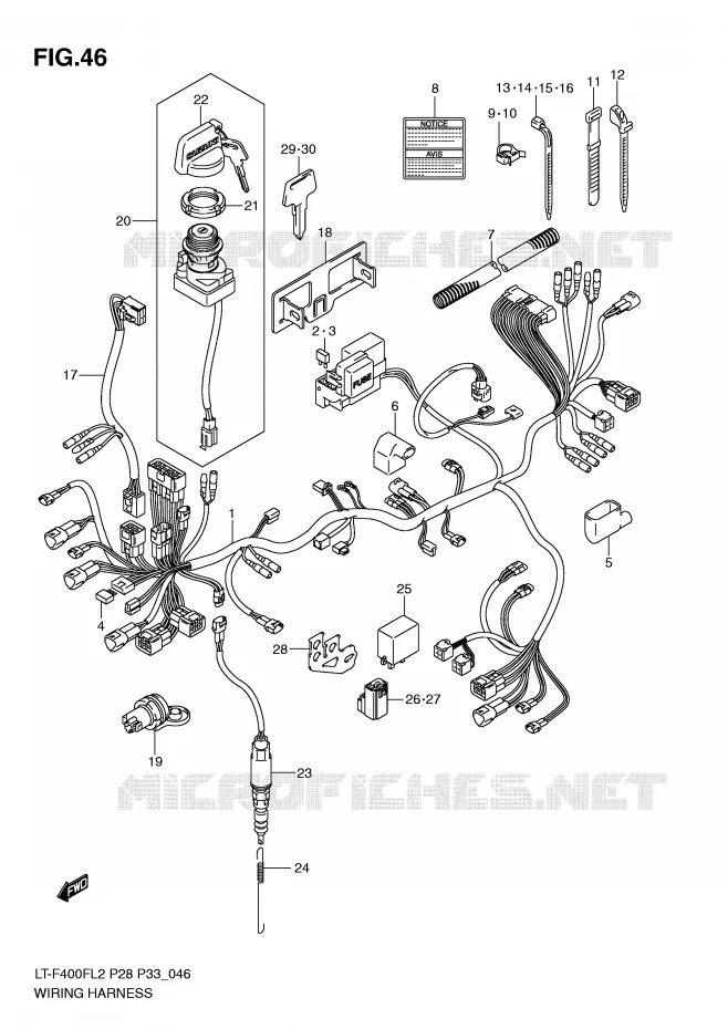 WIRING HARNESS (LT-F400FL2 P28) Suzuki QUAD 400 KINGQUAD 2012  LT-F400FZL2(P28)