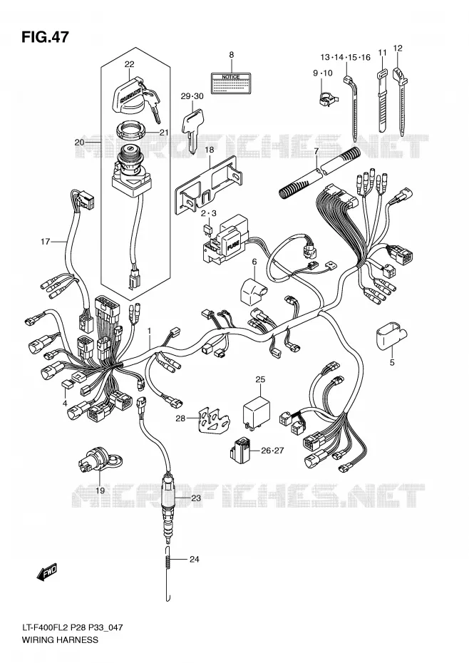 WIRING HARNESS (LT-F400FL2 P33) Suzuki QUAD 400 KINGQUAD 2012  LT-F400FZL2(P28)