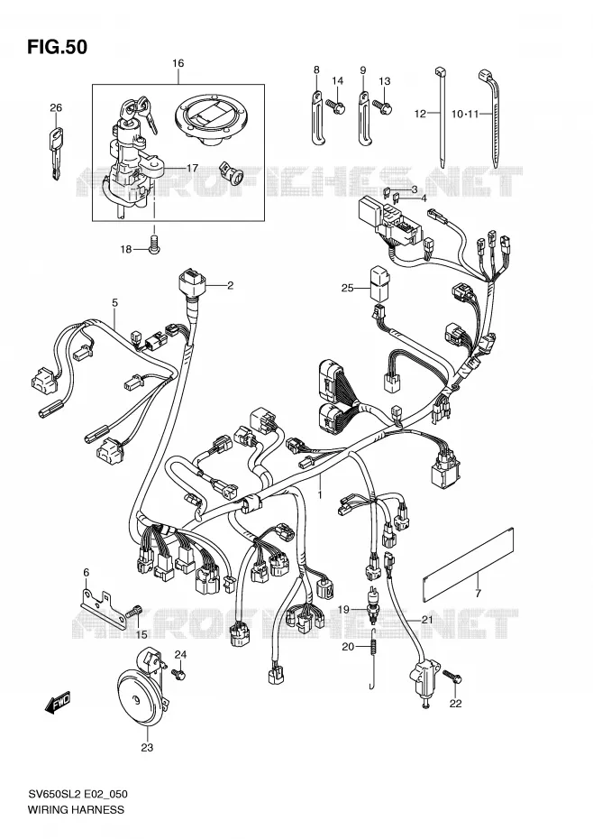WIRING HARNESS (SV650SUL2 E24) Suzuki MOTO 650 SV 2012  SV650SUL2(E02)