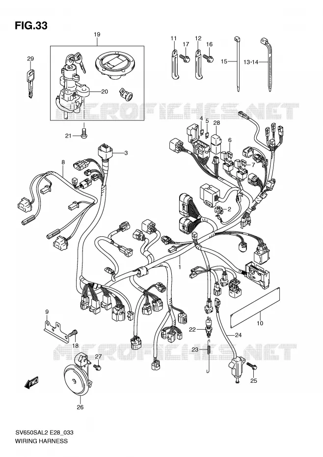 WIRING HARNESS Suzuki MOTO 650 SV-S 2012  SV650SAL2(E28)