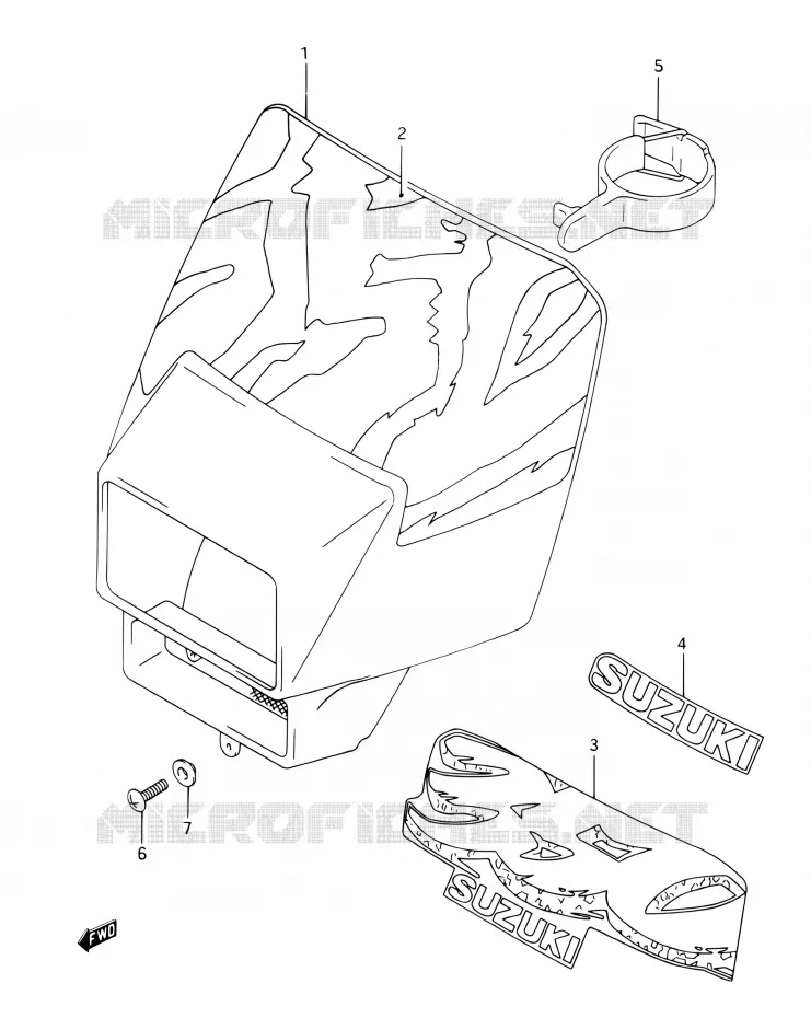 HEADLIGHT COVER (MODELE N/P/R) Suzuki MOTO 350 DR 1993  DR350 P (E03,E28,E33)