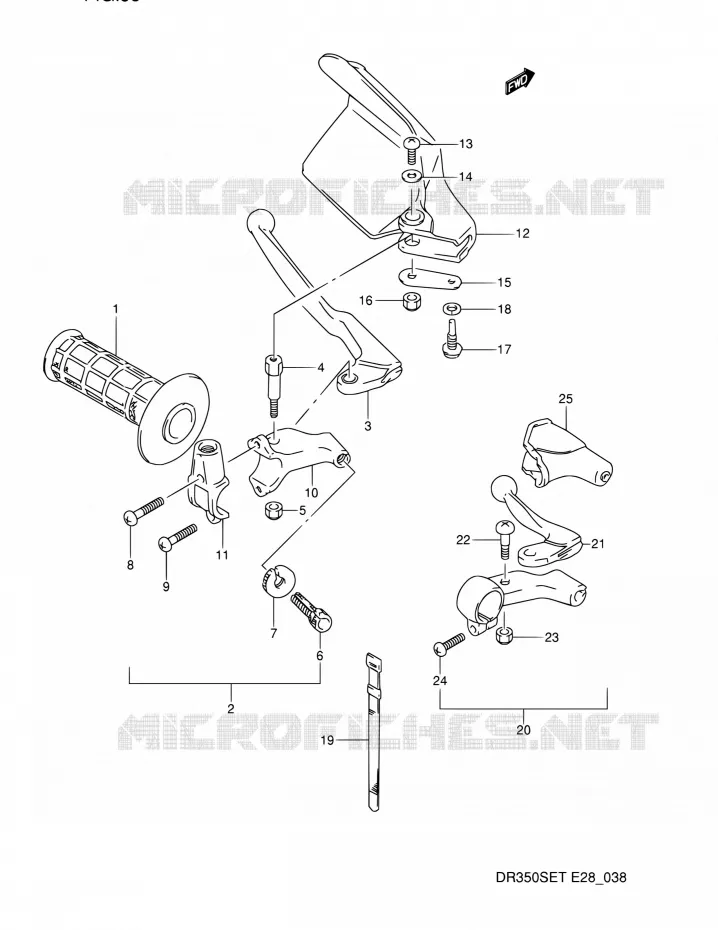 LEFT LEVER - HANDGRIP (MODELE L/M/N/P) Suzuki MOTO 350 DR 1993  DR350S P (E03,E28,E33)