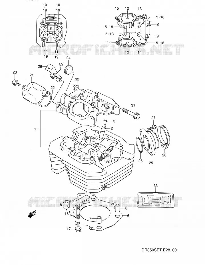 CYLINDER HEAD Suzuki MOTO 350 DR 1994  DR350SE R (E03,E28,E33)
