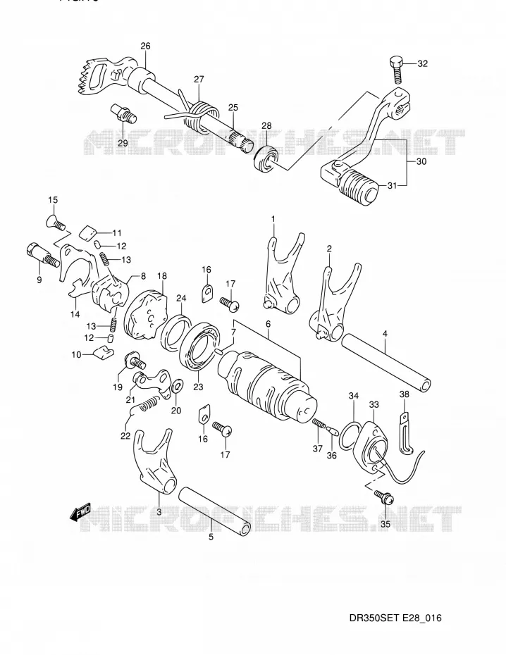 GEAR SHIFTING ASSY Suzuki MOTO 350 DR 1994  DR350SE R (E03,E28,E33)