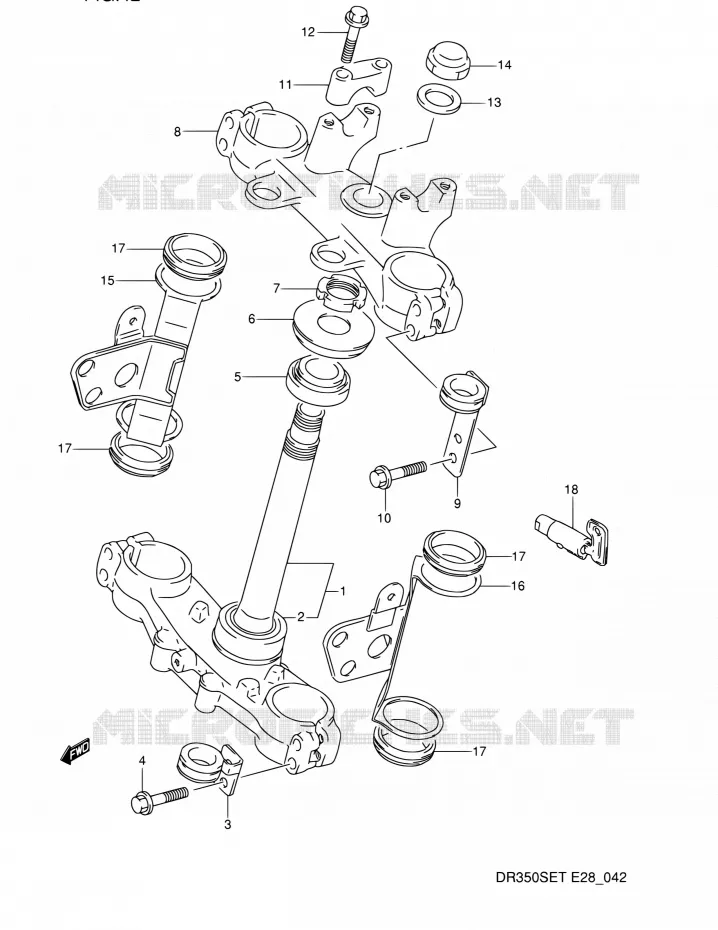 STEERING COLUMN Suzuki MOTO 350 DR 1994  DR350SE R (E03,E28,E33)