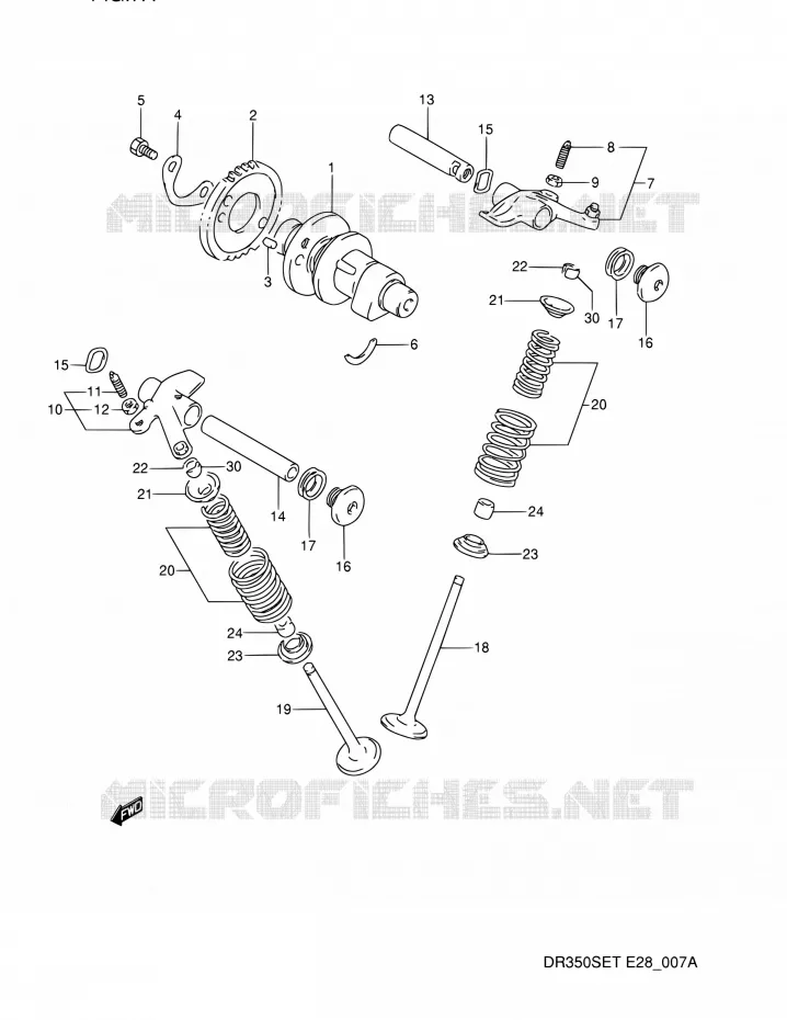 CAM SHAFT - VALVE (MODELE R/S/T) Suzuki MOTO 350 DR 1995  DR350SE S (E03,E28,E33)