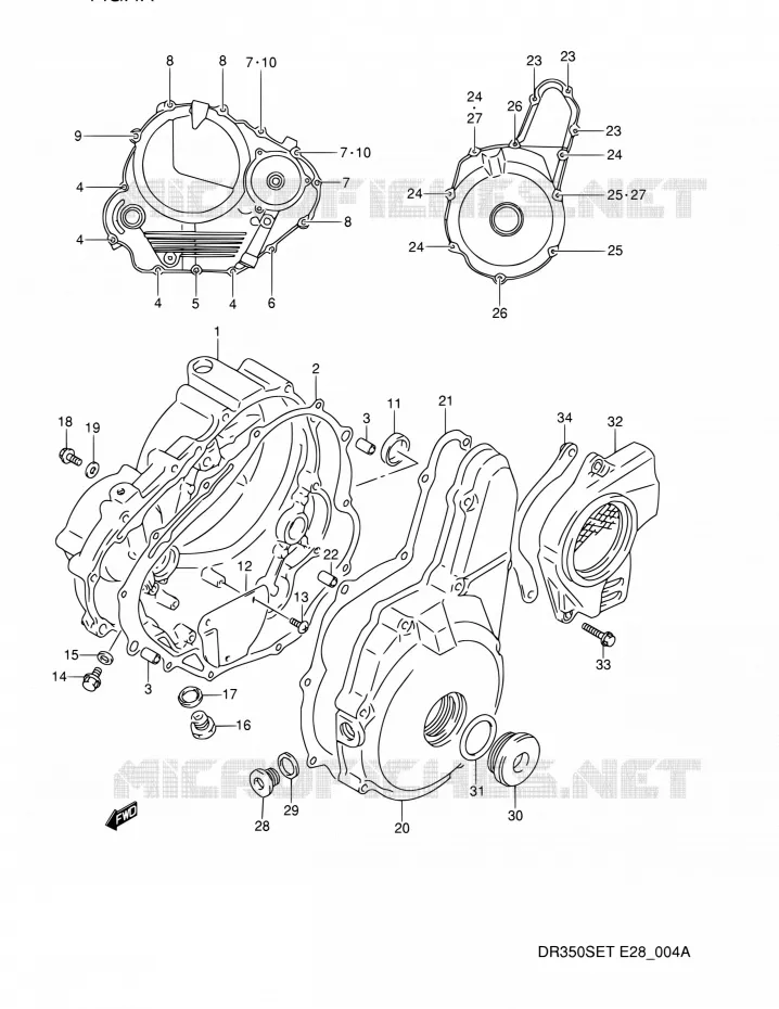 CRACKCASE COVER (MODELE R/S/T) Suzuki MOTO 350 DR 1995  DR350SE S (E03,E28,E33)