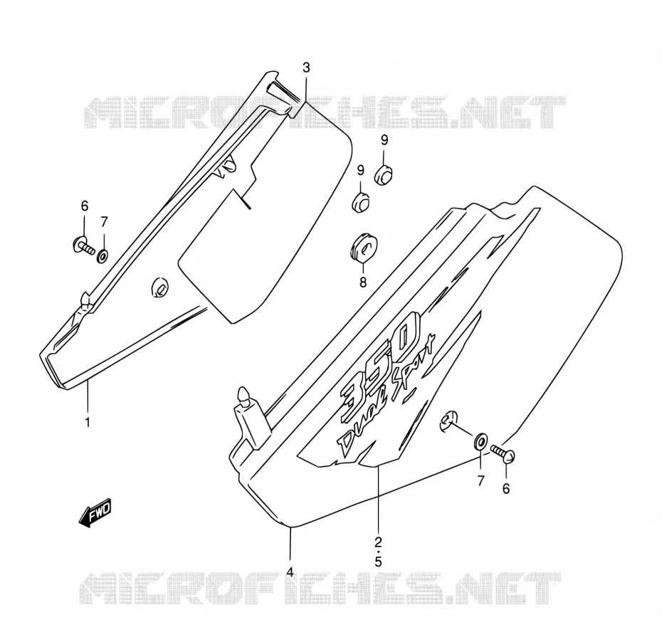 FAIRING  (MODELE T) Suzuki MOTO 350 DR 1996  DR350SET(E22)