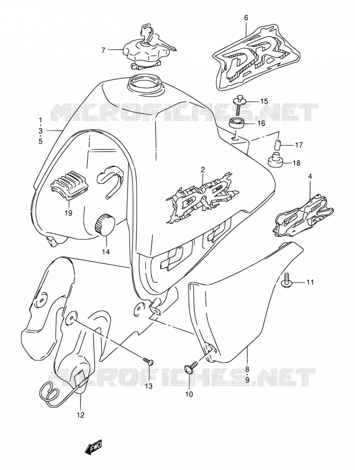 FUEL TANK (MODELE R/S/T) Suzuki MOTO 350 DR 1996  DR350SET(E24,E34)
