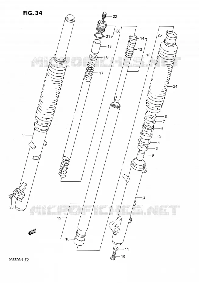 FRNT FORK Suzuki MOTO 650 DR 1990  DR650R L/DR650RU L