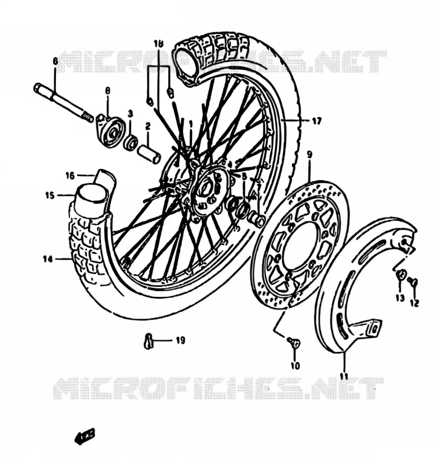 FRONT WHEEL Suzuki MOTO 650 DR 1994  DR650R R/DR650RU R