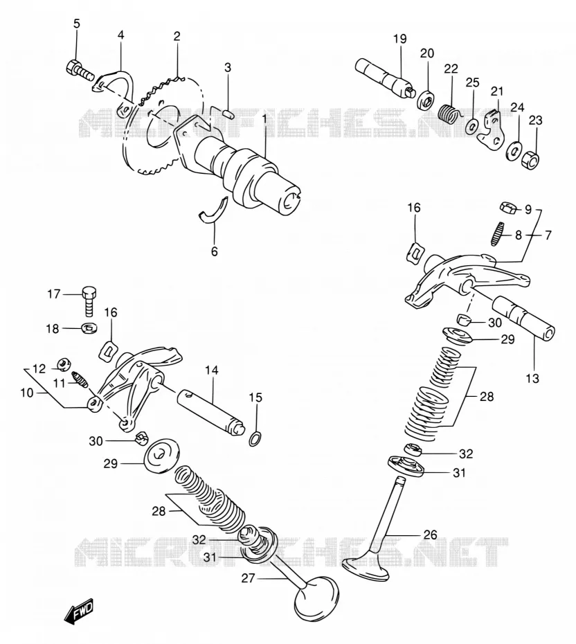 CAMSHAFT - VALVES Suzuki MOTO 650 DR 1994  DR650RE R/DR650REU R
