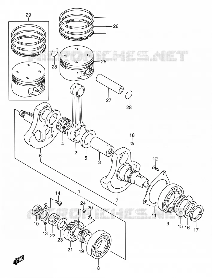 CRANKSHAFT Suzuki MOTO 650 DR 1994  DR650RE R/DR650REU R