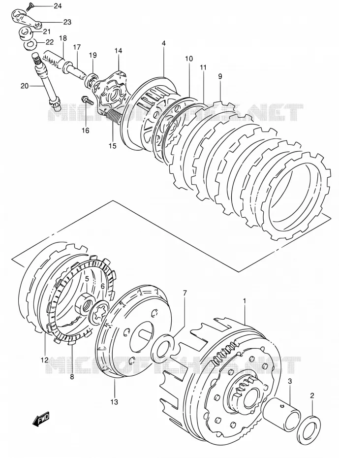 CLUTCH (MODELE M/N/P) Suzuki MOTO 650 DR 1991  DR650RSE M/DR650RSEU M
