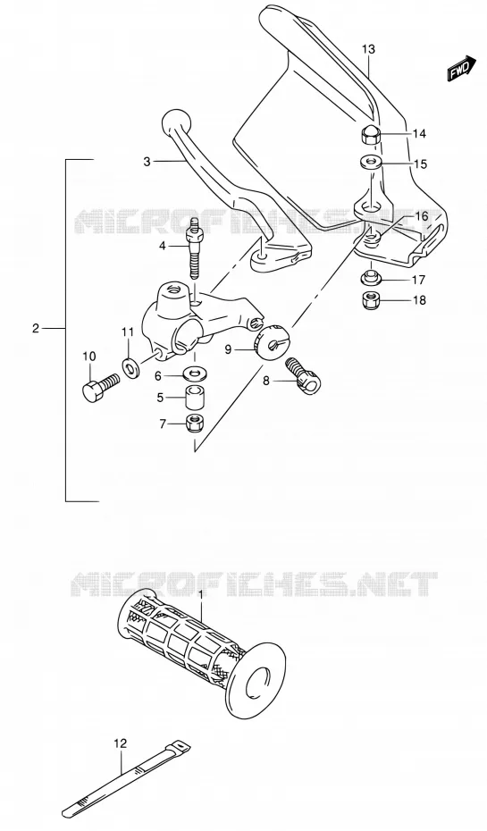 LEFT LEVER - HANDGRIP Suzuki MOTO 650 DR 1991  DR650RSE M/DR650RSEU M