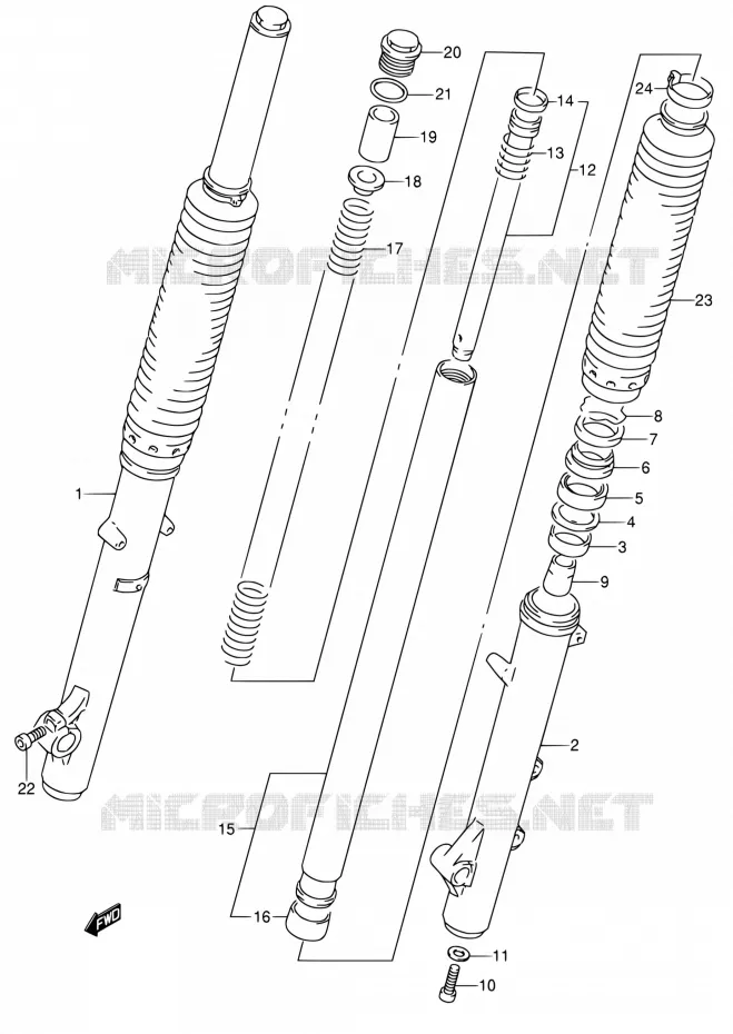 FRNT FORK Suzuki MOTO 650 DR 1993  DR650RSE P/DR650RSEU P