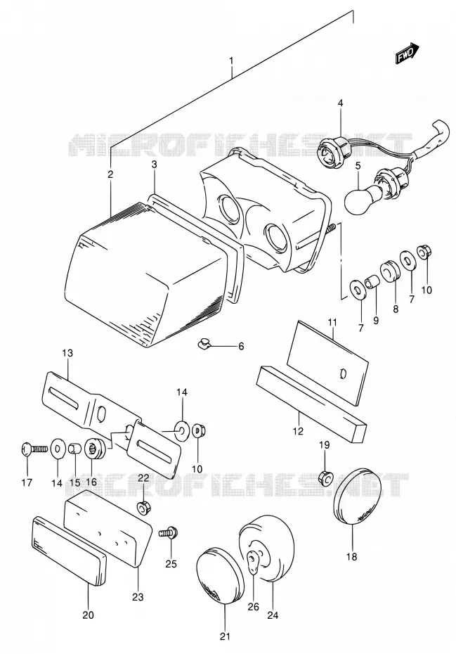 TAIL LIGHT (MODELE M/N/P/R/S) Suzuki MOTO 650 DR 1995  DR650RSE S/DR650RSEU S