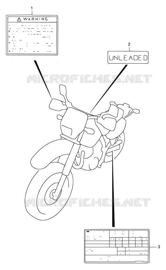 LABEL (MODELE T/V) Suzuki MOTO 650 DR 1996  DR650SET/DR650SEUT