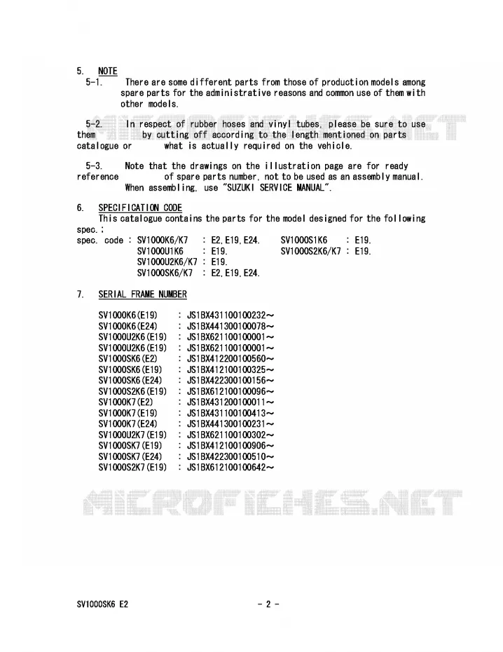 * CATALOG PREFACE * Suzuki MOTO 1000 SV 2007  SV1000K7(E2)