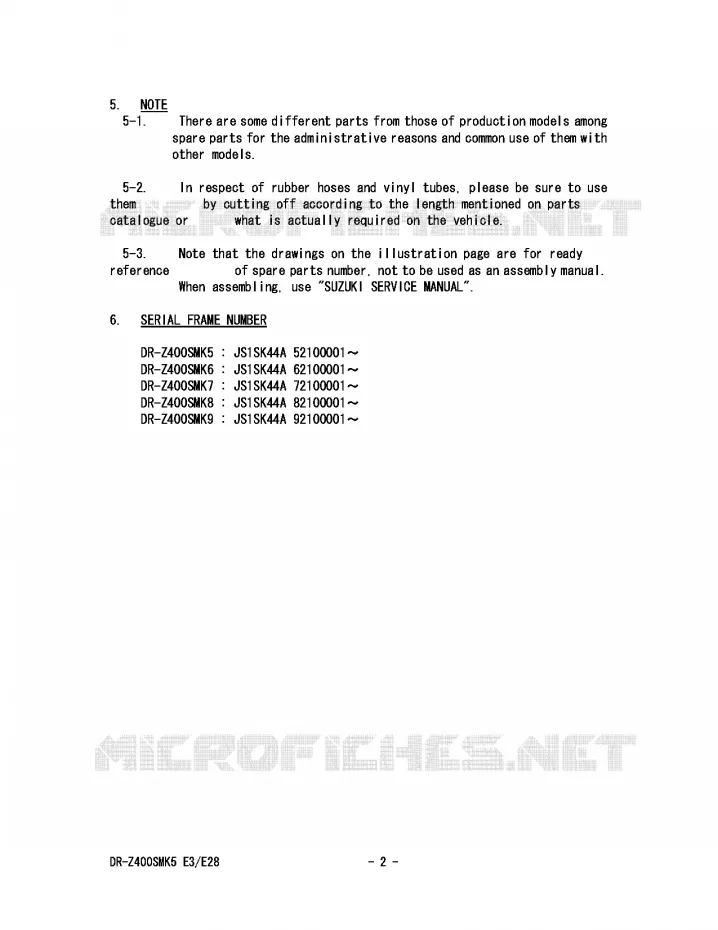 * CATALOG PREFACE * Suzuki MOTO 400 DR-Z 2009  DR-Z400SMK9(E3/E28)