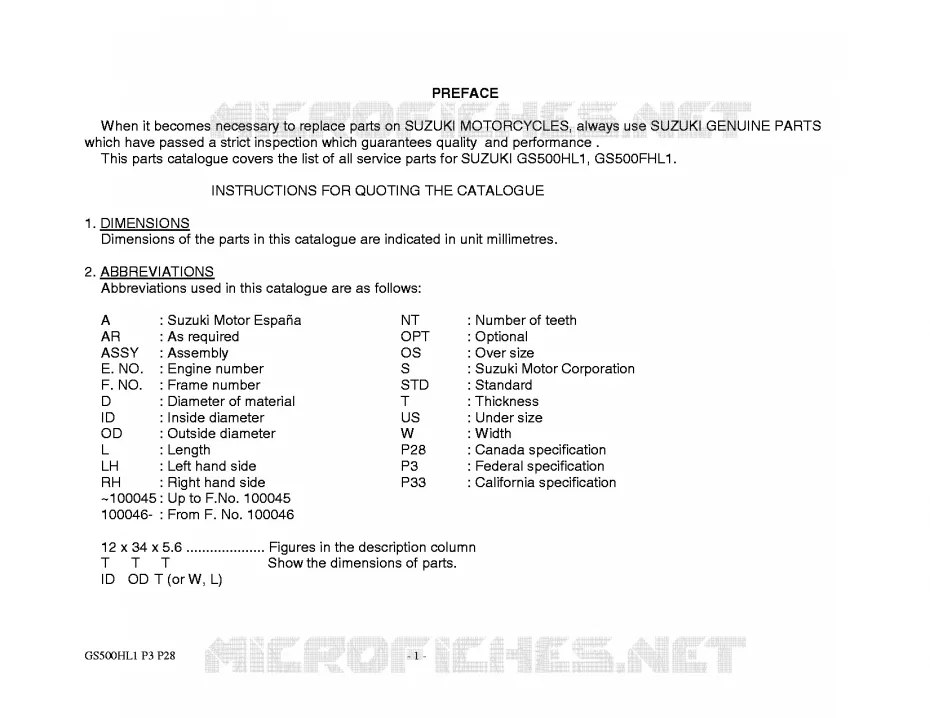 * CATALOG PREFACE * Suzuki MOTO 500 GS-E 2011  GS500HKL1(P3)