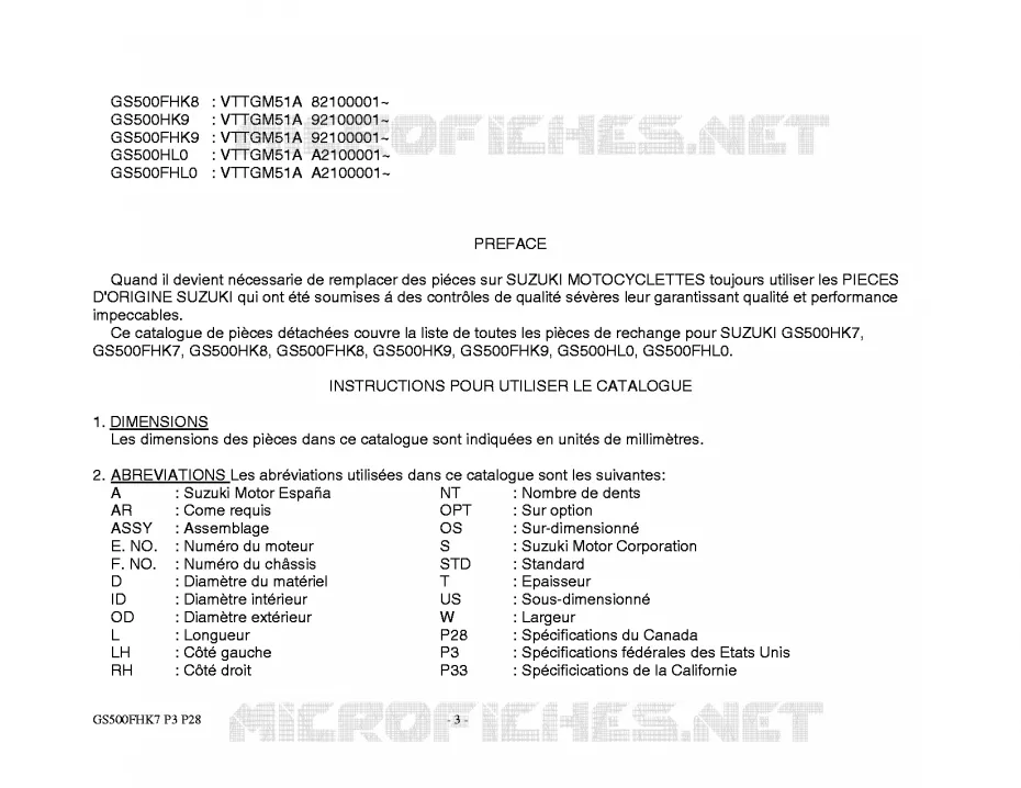* CATALOG PREFACE * Suzuki MOTO 500 GS-F 2009  GS500FHK9(P3)