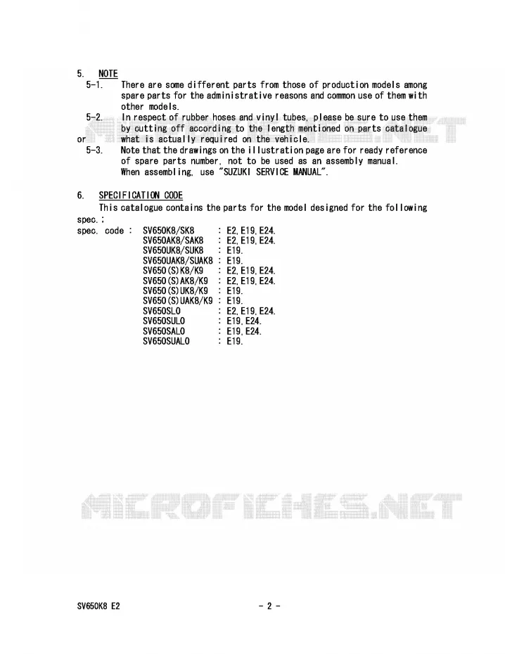 * CATALOG PREFACE * Suzuki MOTO 650 SV 2009  SV650SAK9(E2)