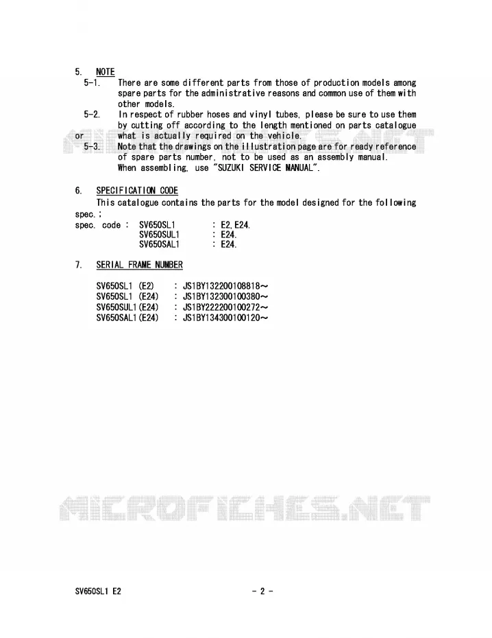* CATALOG PREFACE * Suzuki MOTO 650 SV 2011  SV650SUL1(E2)