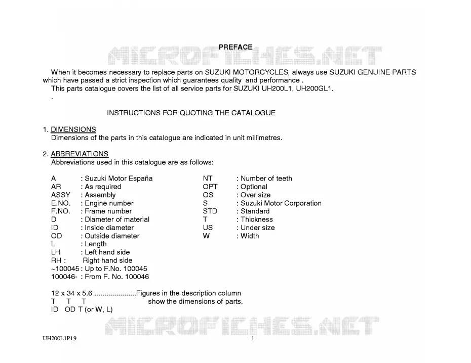 * CATALOG PREFACE * Suzuki SCOOTER 200 BURGMAN 2011  UH200L1(P19)