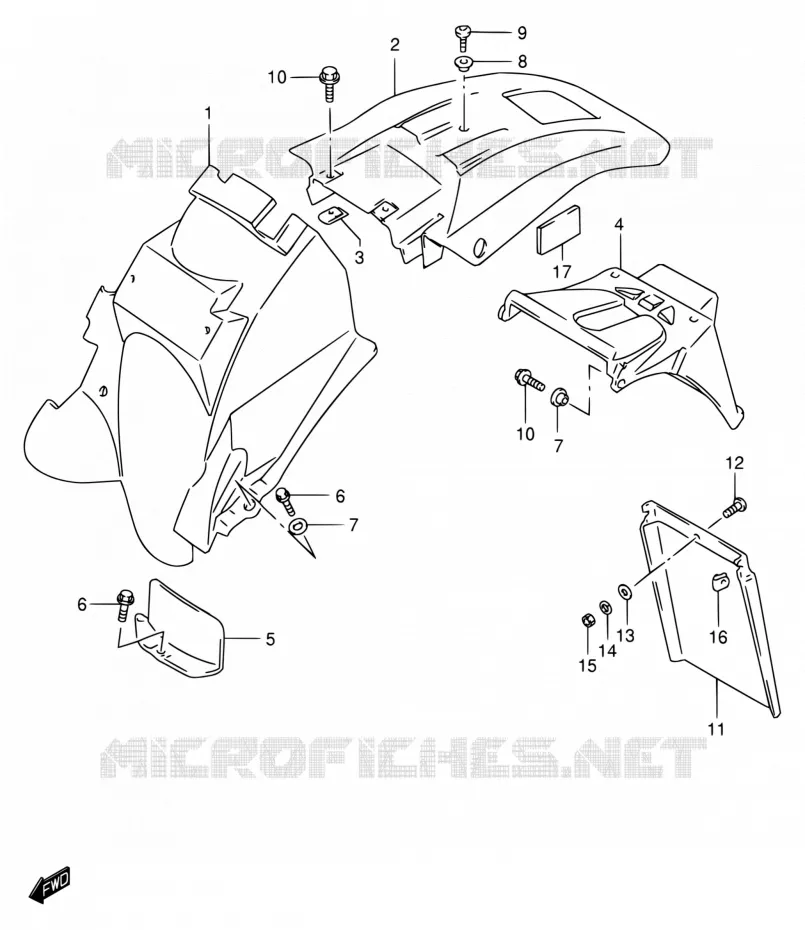 REAR FEDNER (MODELE K1/K2/K3) Suzuki MOTO 650 DR 2001  DR650SEK1(E22)